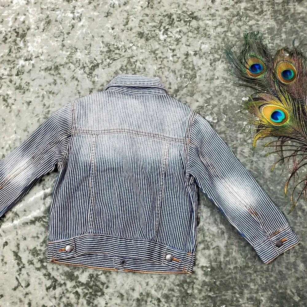 Frank & Ava Striped Denim‎ Jacket Size: 4